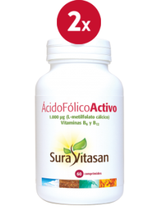 Pack 2 Ácido Fólico Activo 60 Comp Sura Vitasan - Salud Vital