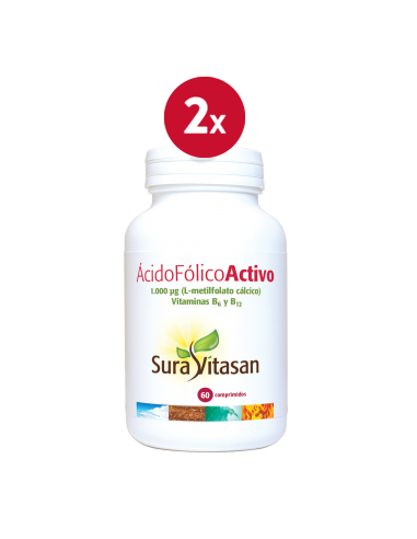 Pack 2 Ácido Fólico Activo 60 Comp Sura Vitasan - Salud Vital