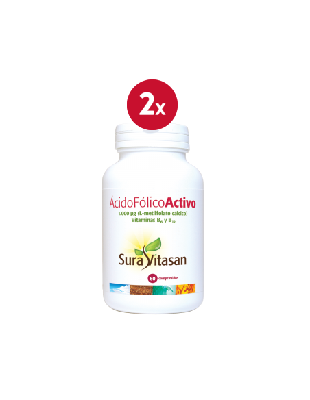 Pack 2 Ácido Fólico Activo 60 Comp Sura Vitasan - Salud Vital