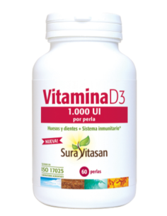 Pack 2 Vitamina D3 1000 UI 60 Perlas Sura Vitasan Salud