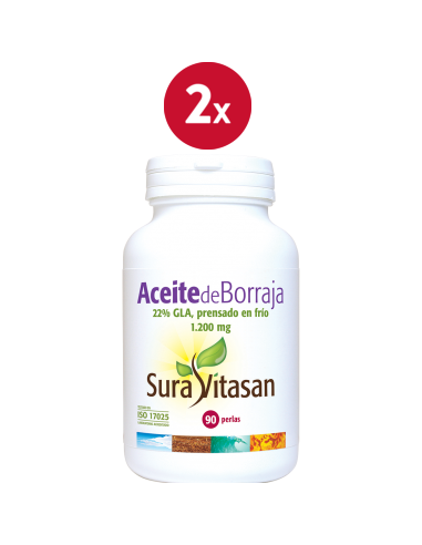 Pack de 2 uds Aceite De Borraja 1200Mg. 90Perlas de Sura Vitasan