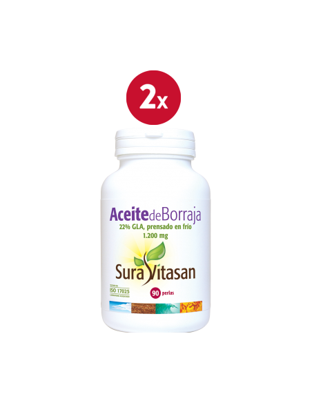 Pack de 2 uds Aceite De Borraja 1200Mg. 90Perlas de Sura Vitasan