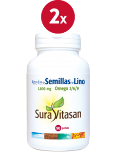 Pack 2 Aceite Semillas de Lino 1000mg - 90 Perlas Sura Vitasan