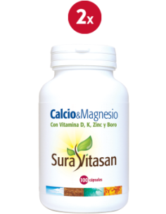 Pack 2 Calcio Magnesio D Zinc Boro 100 cápsulas Sura Vitasan