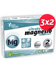 Pack 3x2 Citrato de Magnesio Nutranature 60 Comp Pinisan