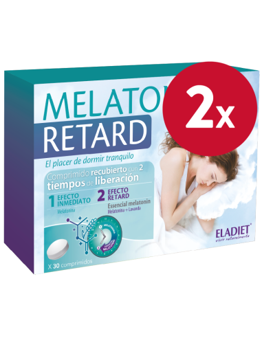 Pack 2 Melatonina Retard 30 Comp Eladiet Sueño Natural