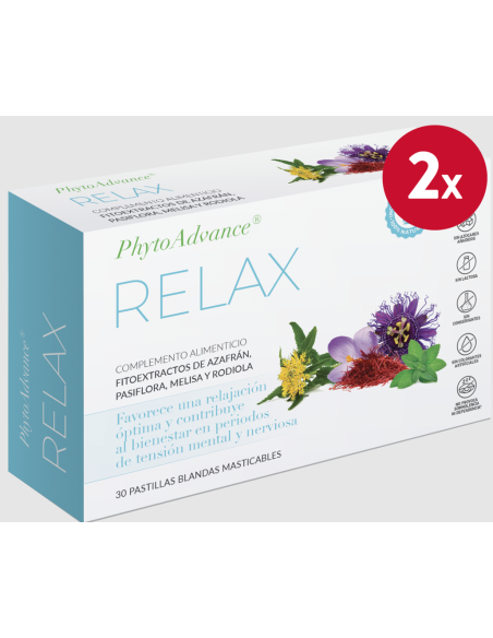 Pack 2 uds Relax 30 Pastillas Blandas Masticables Phytoadvance