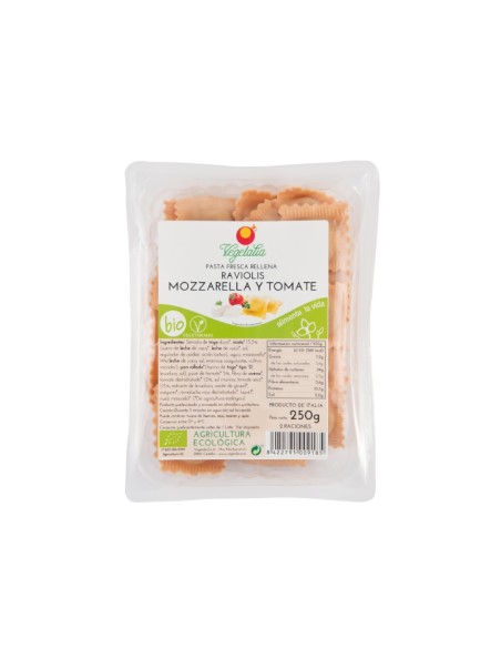 Raviolis Mozzarella sin lactosa y Tomates 250g de Vegetalia