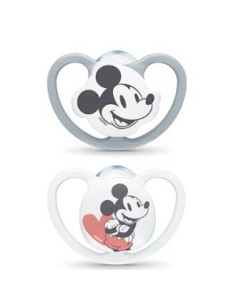 Chupete Space Mickey Gris 6-18 Silicona 2Ud. de Nuk