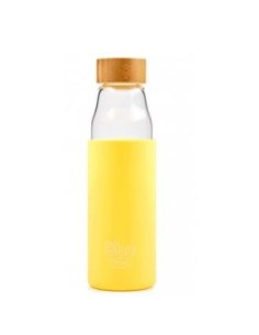 Botella Borosilicato Tapon  Bambu Amarillo 500Ml de Irisana