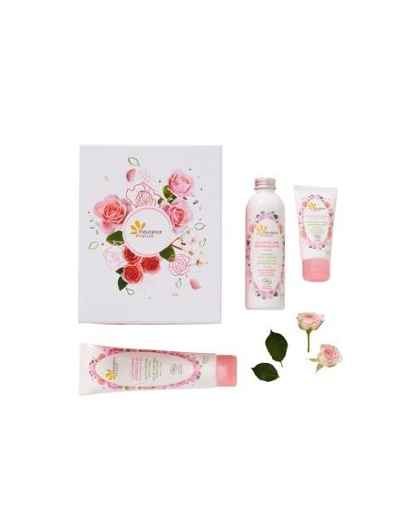 Cofre Rosa Leche Corp+Agua Micelar+Crema Hidratan de Fleurance Nature