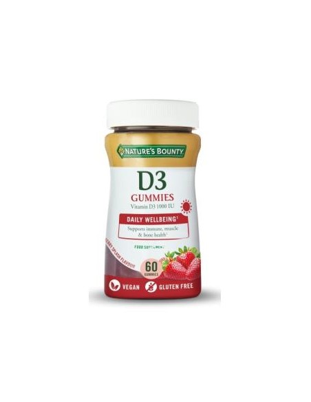 Vitamina D3 Nature’s Bounty 60 Gummies – Salud Ósea Fácil