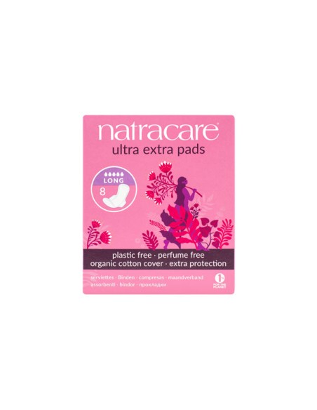 Toallas Ultra Extra Largas con Alas Natracare 8 Unidades