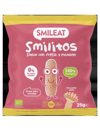 Gusanitos Con Fresa Y Plátano Bio, 25 G de Smileat