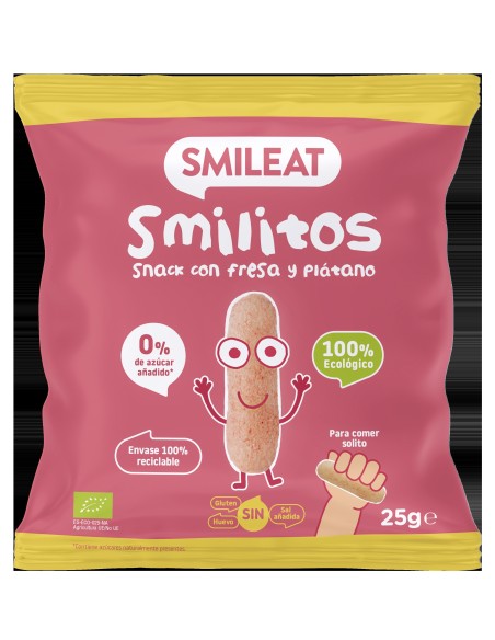 Gusanitos Con Fresa Y Plátano Bio, 25 G de Smileat