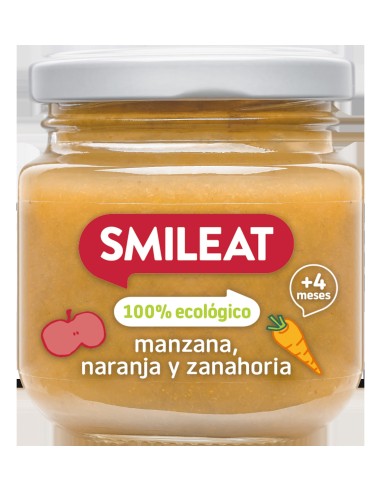 Tarrito De Manzana, Naranja Y Zanahoria Bio, 130 G de Smileat