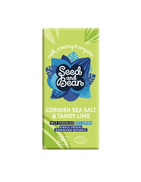 Chocolate con leche Sal de Cornualles y Lima 75 g de Seed&Bean