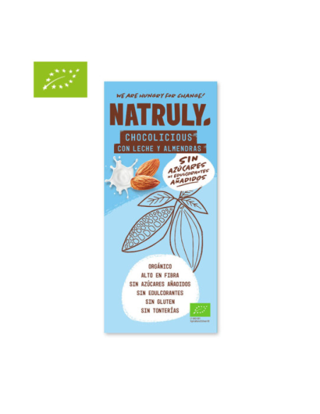 Chocolate con Leche y Almendra Bio 85g - Natruly Natural