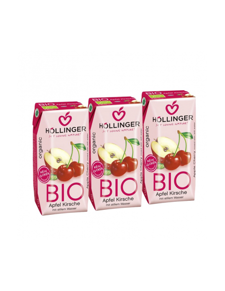 Pack 8 Uds. Minibrick Zumo De Manzana-Cereza Bio 3 x 200 ml  de Hollinger