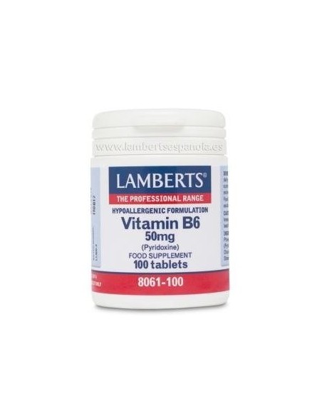 Vitamina B6 50 mg (Piridoxina) 100 Tabs de Lamberts
