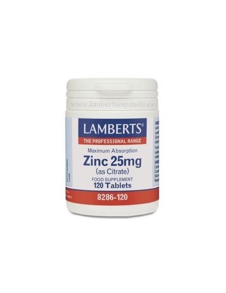 Zinc 25 mg (Como citrato) 120 tabs de Lamberts