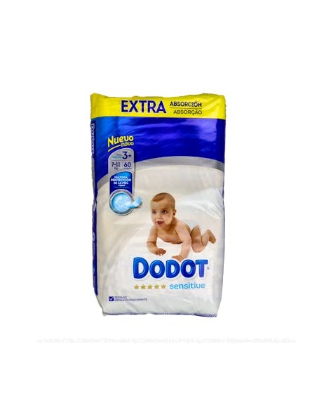 Dodot Pañal Inf Sensitive Extra T3 7-11 Kg 60 U de Dodot