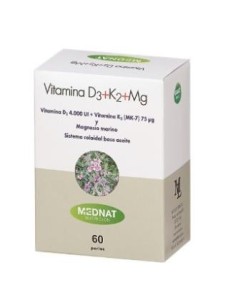 Vitamina D3+K2+Mg 60Perlas. de Mednat