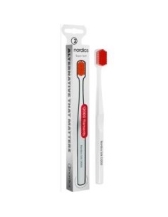Cepillo Dental Super Soft Silk 12.000  Blanco/Rojo de Nordics Oral Care