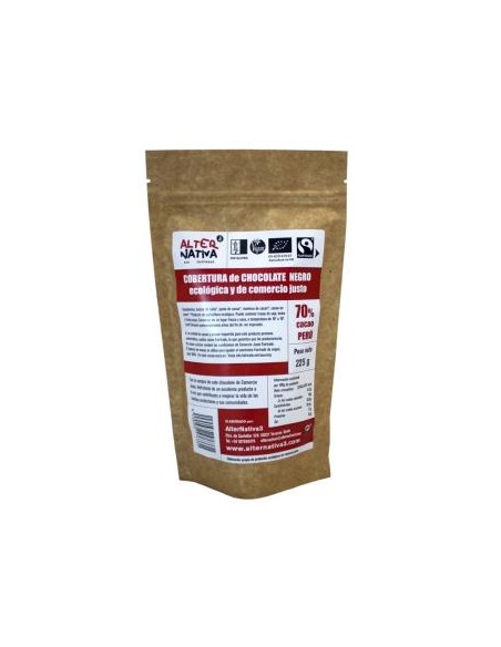 Cobertura Chocolate 70% Cacao Peru 225 Gr Bio de Alternativa 3