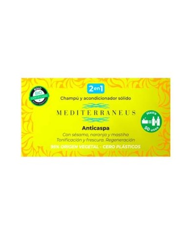 Mediterraneus Champu-Acondicionador Solido Anticaspa 55 Gr. de Mundonatural
