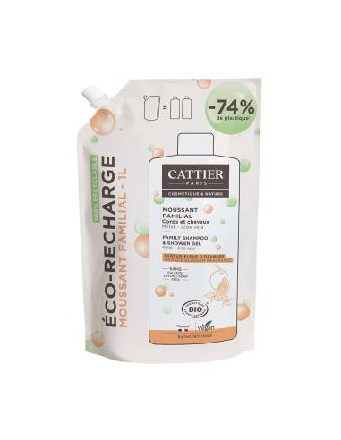 Recarga Gel Ducha Y Champú Familiar Sin Sulfatos 1L de Cattier