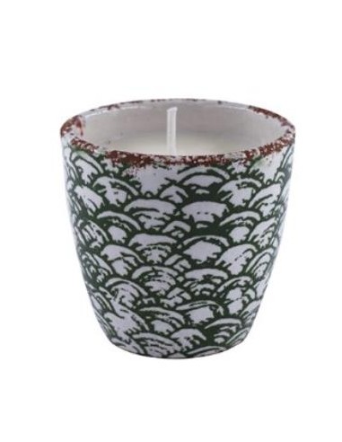 Vela Tiesto Escama Verde Squap58 Citronela 11X10Cm de Cerabella