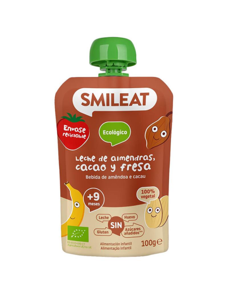 Pouch De Leche De Almendras, Cacao Y Fresa Bio, 100 G de Smileat