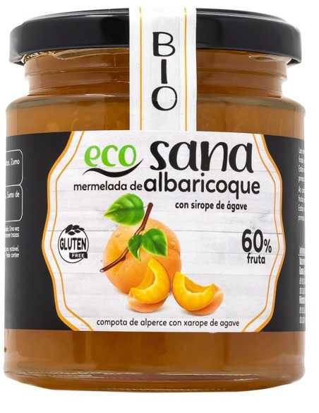 Mermelada Extra Albaricoque S/Azucar Con Agave Sirope Bio 260G Ecosana