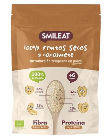 Mezcla De Frutos Secos Y Cacahuete En Polvo Sin Tostar Bio, 200 G de Smileat