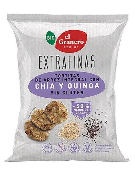 Tortitas Extrafinas de Arroz Integral, Chía y Quinoa Sin Gluten Bio