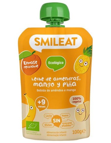 Pouch De Leche De Almendras, Mango Y Piña Bio, 100 G de Smileat