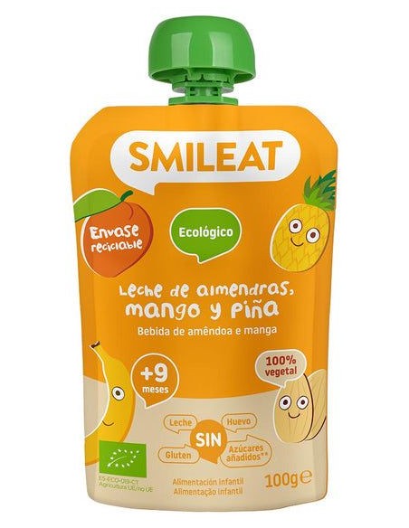 Pouch De Leche De Almendras, Mango Y Piña Bio, 100 G de Smileat