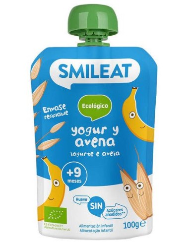 Pouch De Yogur Y Avena Bio, 100 G de Smileat