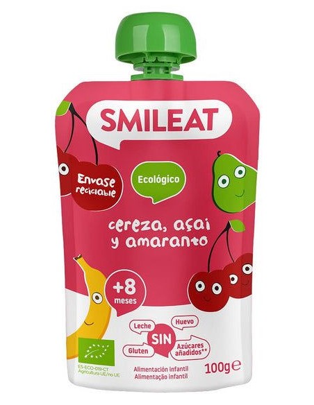 Pouch De Cereza, Açai Y Amaranto Bio, 100 G de Smileat