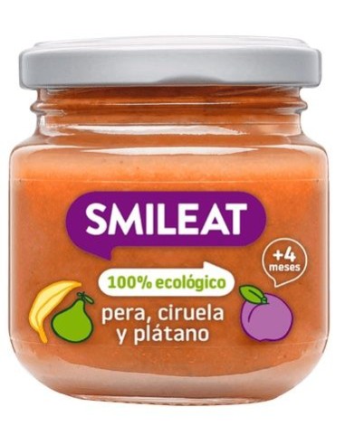 Tarrito De Pera, Ciruela Y Plátano Bio, 130 G de Smileat