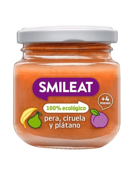 Tarrito De Pera, Ciruela Y Plátano Bio, 130 G de Smileat