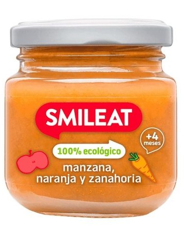 Tarrito De Manzana, Naranja Y Zanahoria Bio, 130 G de Smileat
