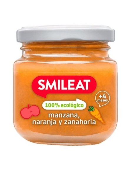 Tarrito De Manzana, Naranja Y Zanahoria Bio, 130 G de Smileat