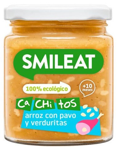 Tarrito Con Cachitos De Arroz Y Pavo Con Verduras Bio, 230 G de Smileat