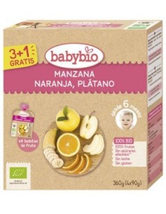 Bolsita de Fruta BIO - Manzana Naranja Plátano Bio  4 x 90 g de Baby Bio 2