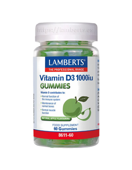 Pack 2 Uds. Vitamina D3 1000 UI (25 µg)  (Gummies) 60 Gum de Lamberts