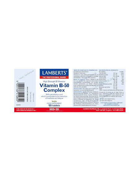 Complejo de Vitaminas B-50 120 Tabs.  de Lamberts