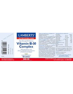 Pack 5 Vitaminas B-50 Lamberts 120 Tabletas Energía Vital 2