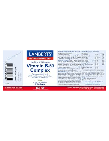 Pack 5 Uds. Complejo de Vitaminas B-50 120 Tabs.  de Lamberts